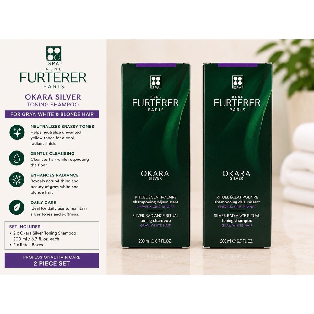 Rene Furterer Okara Silver Toning Shampoo Gray White Hair 6.7 Fl.oz Lot of 2